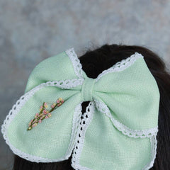 Pastel Green Hand Embroidered Bow