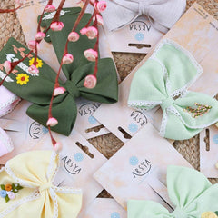 Pastel Green Hand Embroidered Bow
