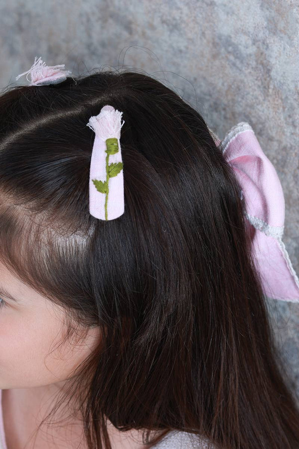 Pink Flowers Bow and Tic Tac Set