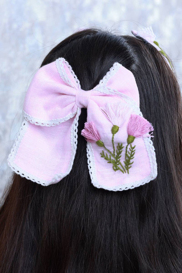Pink Flowers Bow and Tic Tac Set