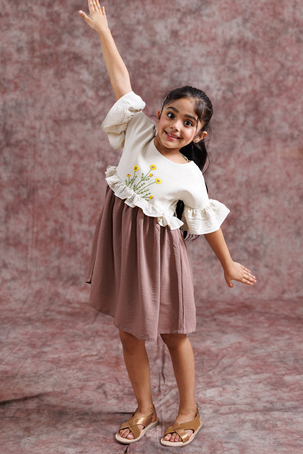 Cream And Cocoa Sunflower Dress