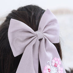 The Grey Butterfly Hand Embroidered Bow