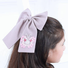 The Grey Butterfly Hand Embroidered Bow
