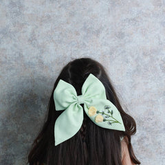The Yellow Flowers Hand Embroidered Bow