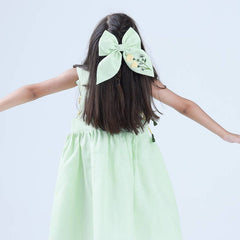 The Yellow Flowers Hand Embroidered Bow