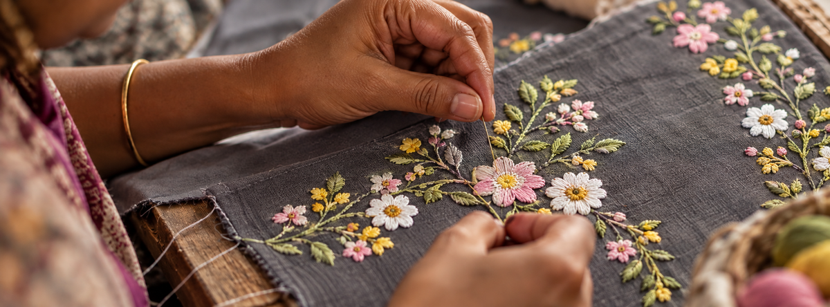 Artisan Stitching Floral Vines