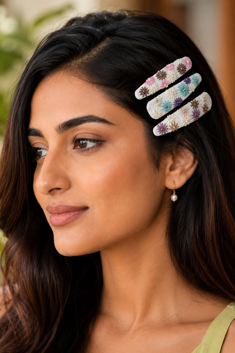 FLORAL POP CHARM SET OSF 2 HAIR CLIPS