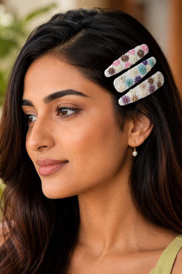 FLORAL POP CHARM SET OSF 2 HAIR CLIPS