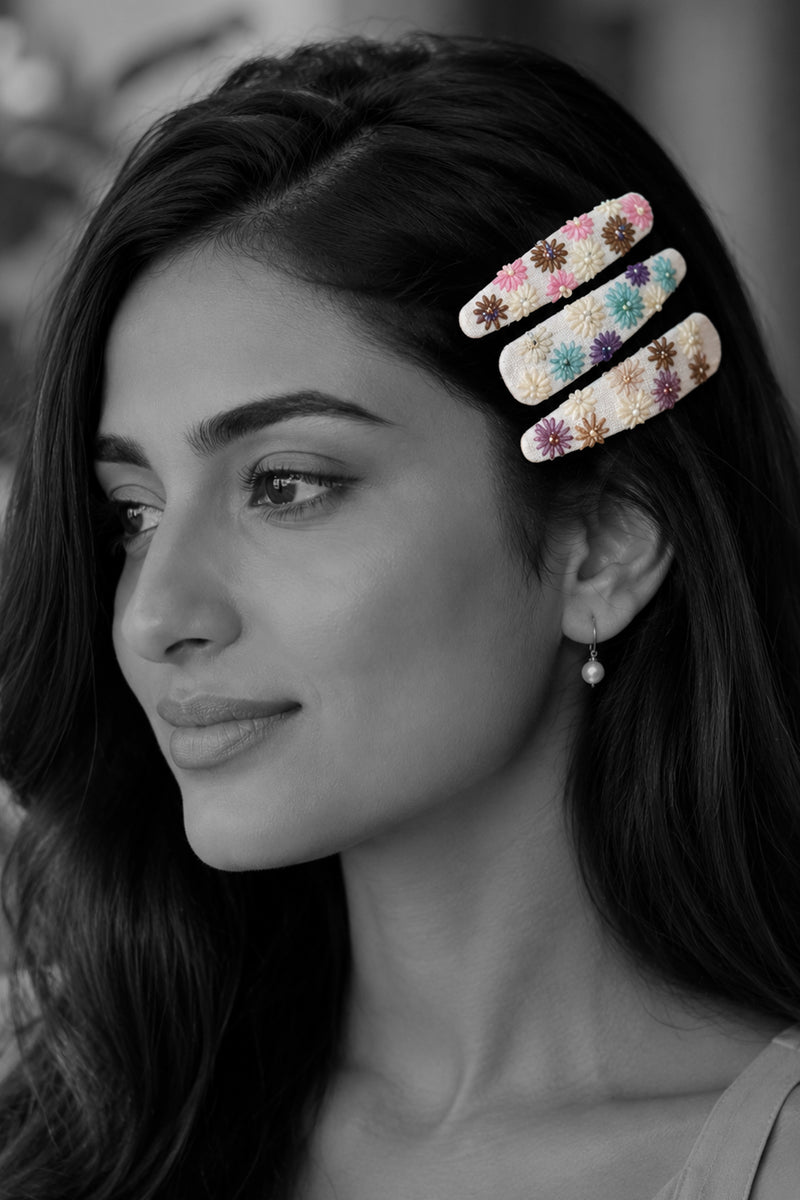 FLORAL POP CHARM SET OSF 2 HAIR CLIPS