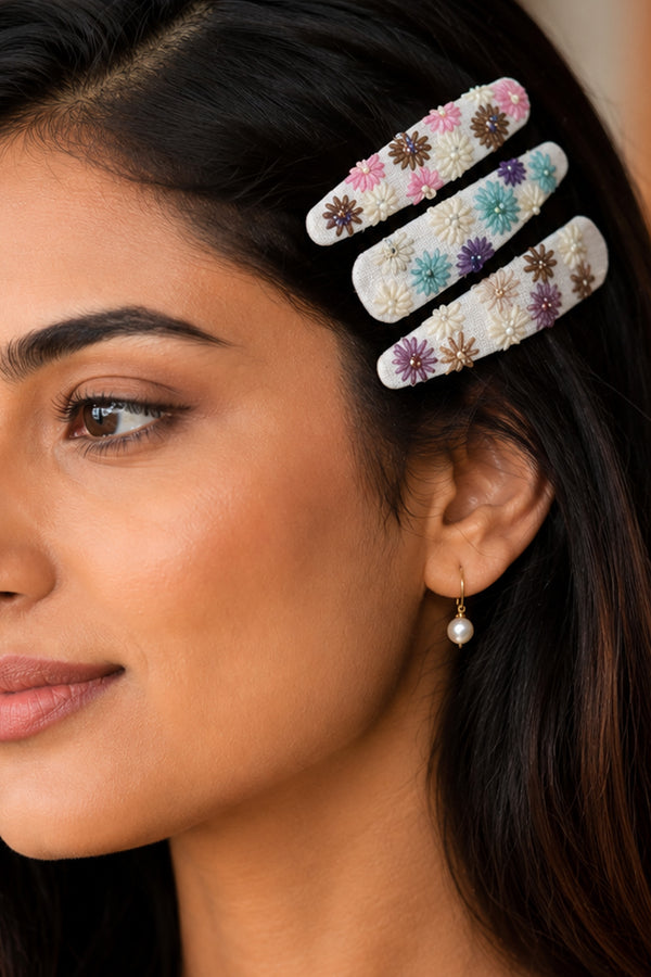FLORAL POP CHARM SET OSF 2 HAIR CLIPS