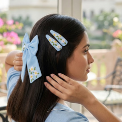 Blue Bow and Tic Tac Set