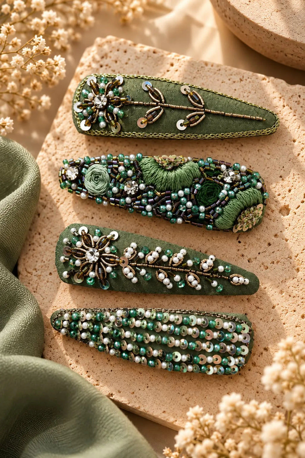Enchanted Olive Hair Clips - view 1